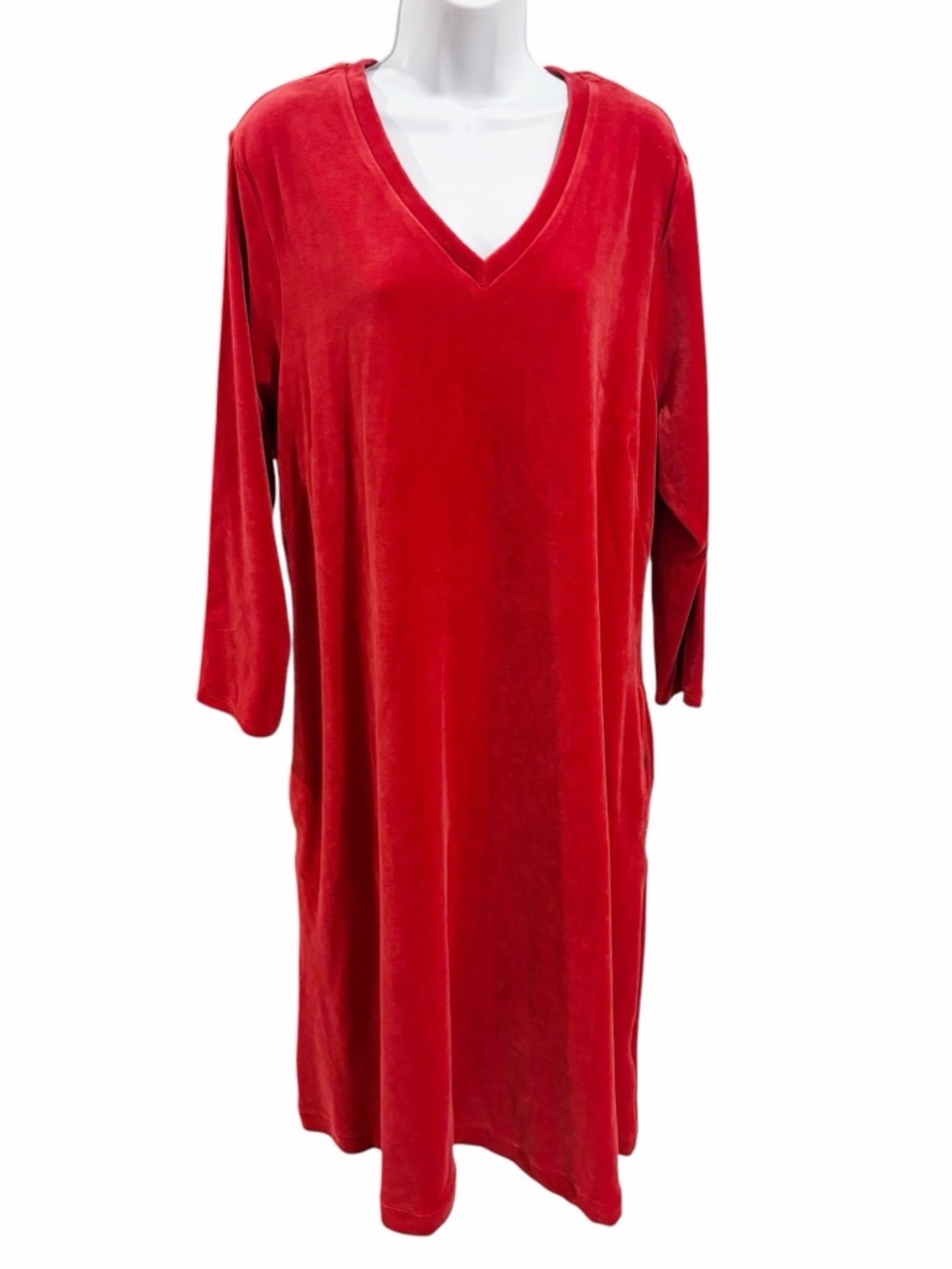 Gudrun Sjoden Velour Longsleeve V-Neck Dress size XL